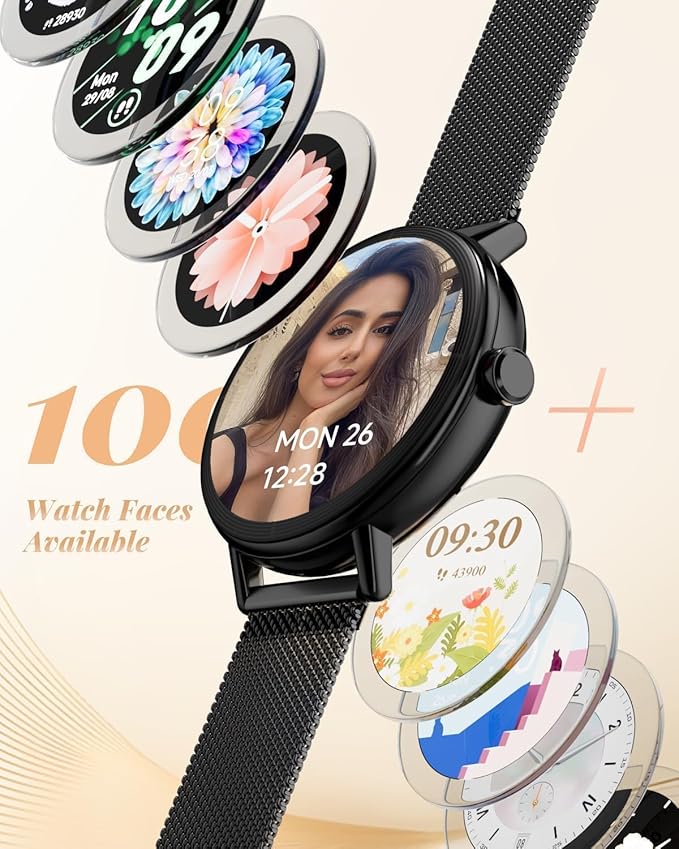 TOOBUR Smart Watch for Men Women with Two Bands, 40mm HD Smartwatch, Compatible with Android & iOS, Answer/Make Calls, Fitness Watch with Step/Sleep/HR Tracker, IP68, Stylish Gift, Black