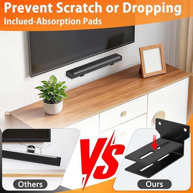 woiron Universal Soundbar Wall Mount Bracket Floating Wall Shelf Compatible for Samsung, Sony, LG,Vizio, Bose and More,Soundbar Mounting Bracket Shelf Mount Under TV (2 pcs)