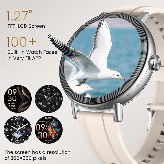 Smart Watches for Women, 1.27" HD Fitness Tracker with Bluetooth Calls(Answer&Make) IP68 Waterproof Smartwatch Compatible iOS/Android, 100+ Sport Modes Heart Rate/Sleep Monitor Pedometer White