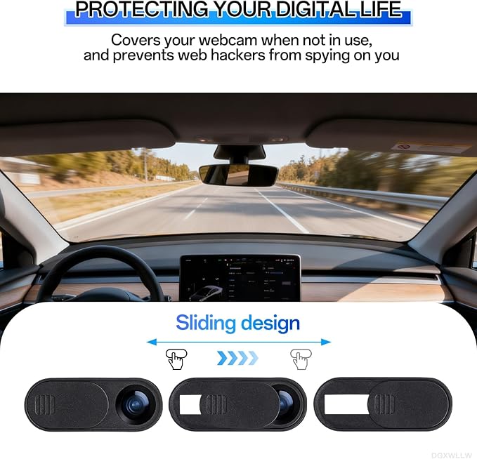 Camera Cover Slide for Tesla Model Y 3 X S Interior Cabin Camera, 0.03 in Ultra Thin Webcam Cover for Laptop, Computer, Tablet, Cell Phone Web Cam Sticker Blocker Protect Your Privacy, 3 Pack