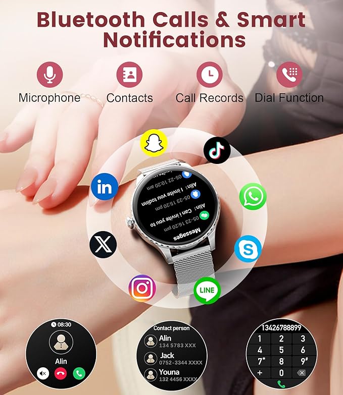 Smart Watch for Women with 2 Straps Bluetooth Calling,1.32" AMOLED Fitness Tracker with 112 Sports Modes, Heart Rate & Sleep Monitor, Waterproof Smartwatch for Android iOS