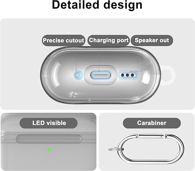 RFUNGUANGO AirPods Pro 3 Case Clear, Soft TPU Transparent with Cleaning Kit & Keychain, Compatible with Magsafe, Compatible Apple AirPods Pro 3rd (2025) Generation Protective Case, Black