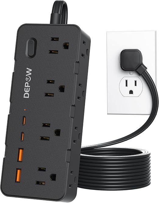 DEPOW Surge Protector Power Strip with 8 Outlets 4 USB Ports (2 USB C),5 FT