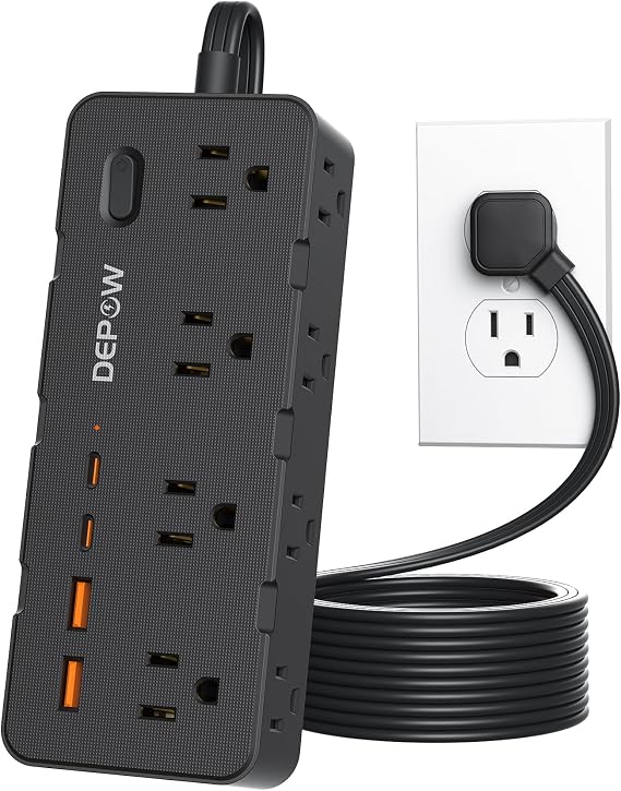DEPOW Surge Protector Power Strip with 8 Outlets 4 USB Ports (2 USB C),5 FT