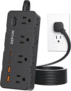 DEPOW Surge Protector Power Strip with 8 Outlets 4 USB Ports (2 USB C),5 FT