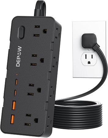 DEPOW Surge Protector Power Strip with 8 Outlets 4 USB Ports (2 USB C),5 FT