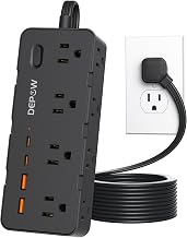 DEPOW Surge Protector Power Strip with 8 Outlets 4 USB Ports (2 USB C),5 FT - Image 1