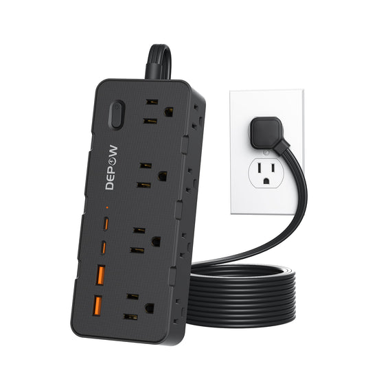 DEPOW Surge Protector Power Strip with 8 Outlets 4 USB Ports (2 USB C),5 FT
