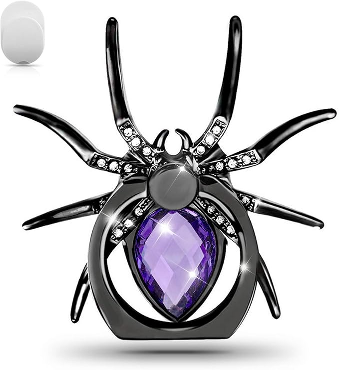 Allengel Spider Phone Ring Holder Stand, Animal Phone Ring Finger Grip Rhinestone Phone Kickstand for All Smartphone (Purple)