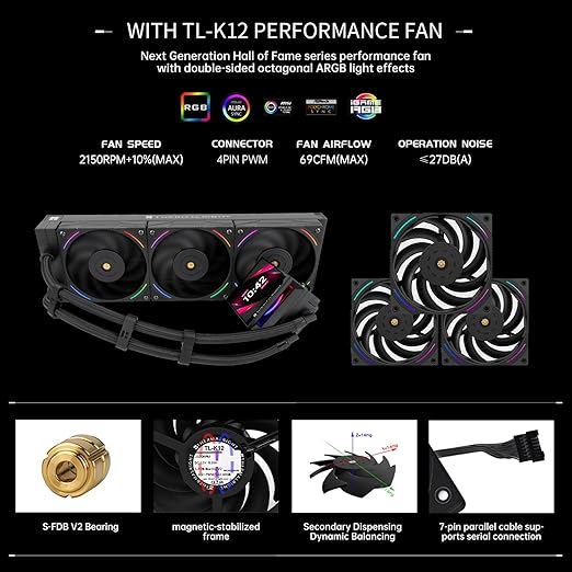 Thermalright Hyper Vision 360 ARGB AIO CPU Liquid Cooler - Magnetic Fixed 3.95" LCD Display Screen, 2150RPM PWM Fans, for AMD AM4/AM5 & Intel LGA1150/1151/1200/2011/1700/1851 | Black