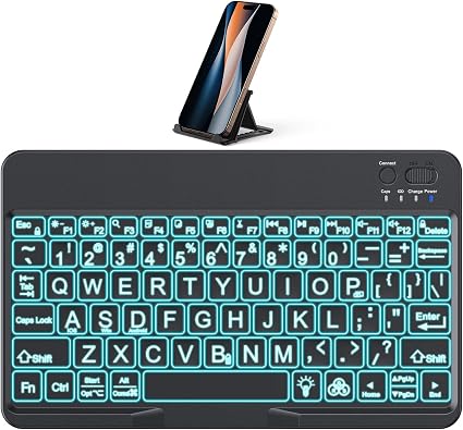 OMOTON Large Print Bluetooth Keyboard for iPad & Tablets, Backlit, Black