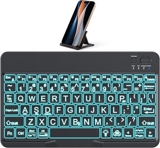 OMOTON Large Print Bluetooth Keyboard for iPad & Tablets, Backlit, Black