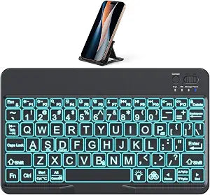 OMOTON Large Print Bluetooth Keyboard for iPad & Tablets, Backlit, Black