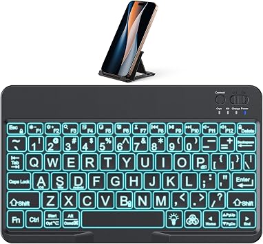 OMOTON Large Print Bluetooth Keyboard for iPad & Tablets, Backlit, Black