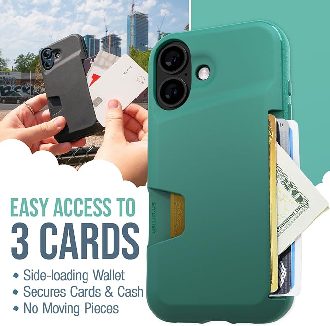 Smartish iPhone 17e/16 Wallet Case + 2-Pack Tempered Glass Screen Protector Bundle