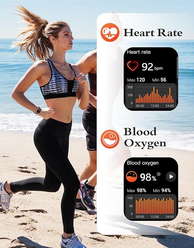 RUIMEN Smart Watches for Men Women (Answer/Make Calls, 2 Bands Included), 1.8" Smartwatch for iOS/Android Phones, Fitness Tracker Heart Rate/Sleep Monitor Digital Watch Waterproof Purple