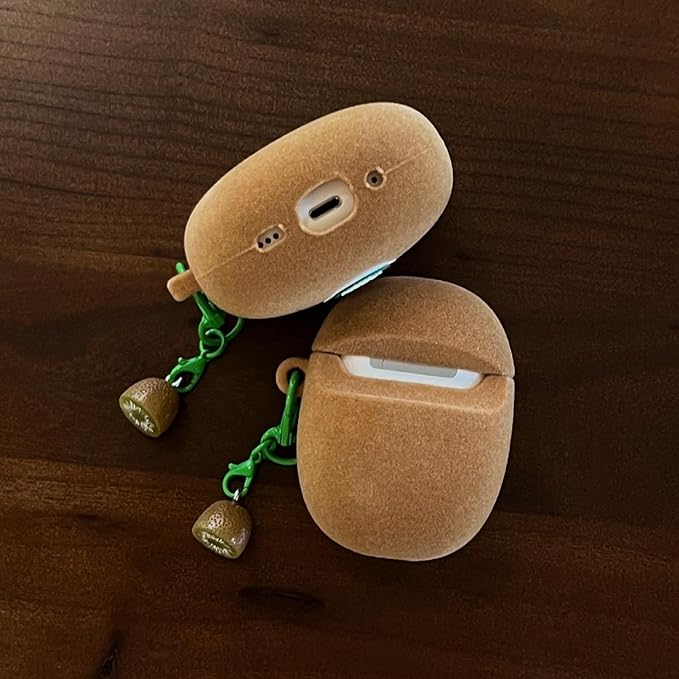 SGVAHY for AirPods 4 Case with Keychain Cute 3D Cartoon Kiwi Fruit Pattern Design Soft Silicone Cover for Women Girls Anti-Fall Shockproof Protective Case for AirPods 4th Generation