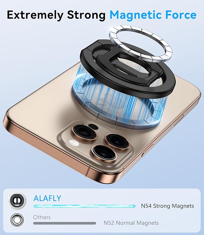 Magnetic Ring Holder for MagSafe Dual-Sided, Removable Phone Finger Grip Holder Adjustable Kickstand for iPhone 17/16/15/14/13 Series, Magnet Phone Stand Grip Compatible with Magnetic Car Mount