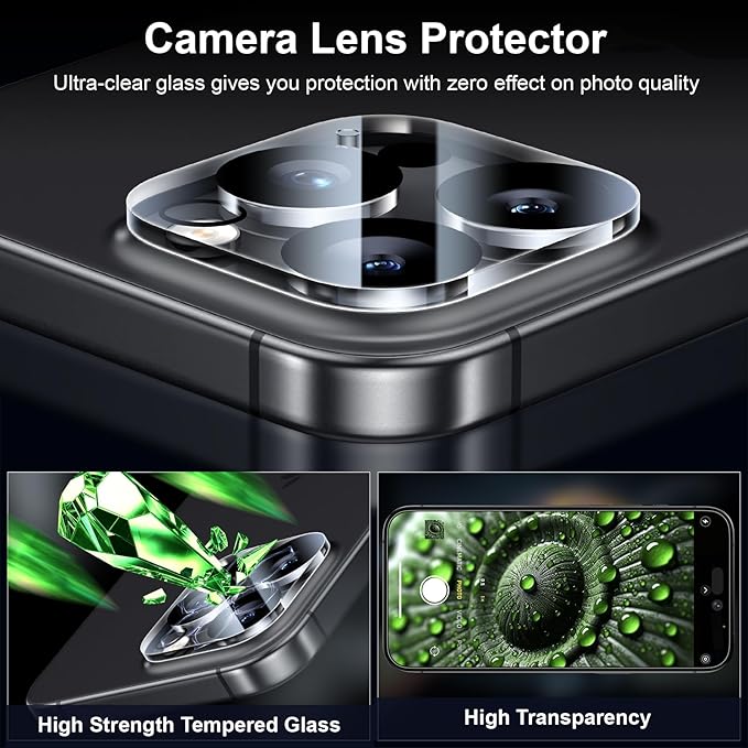 Esanik [2+2 Pack for iPhone 13 Pro 6.1‘’ Privacy Screen Protector – Anti-Spy Tempered Glass & Camera Lens Cover, Military-Grade 9H Hardness, Anti-Scratch, Flawless Fit Tray