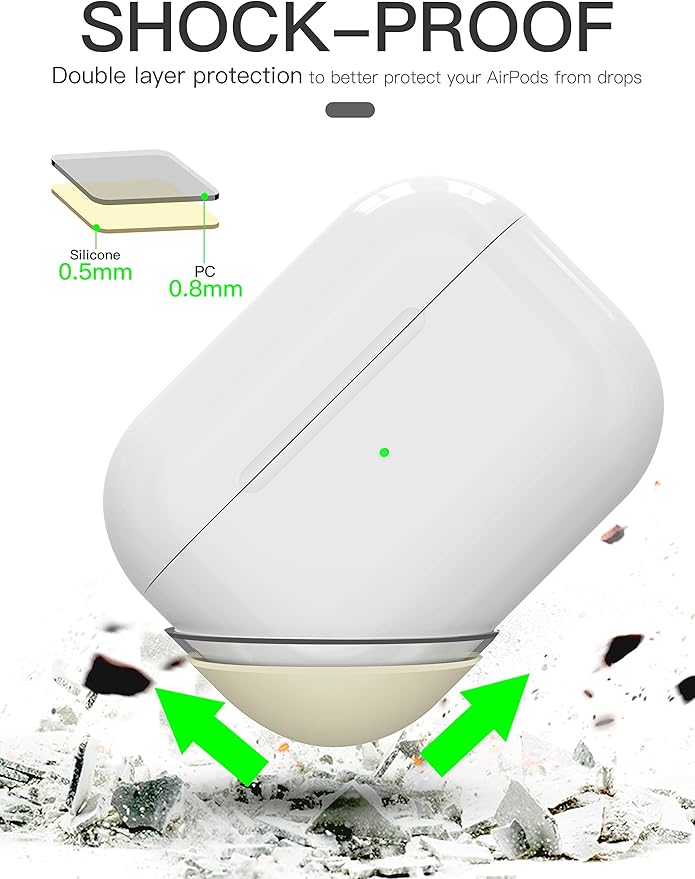 Liquid Silicone Case for AirPods Pro 2(2023/2022), Triple Layer Hybrid Protective Hard Case Shockproof Cover Compatible with AirPods Pro 2nd Generation (Beige)