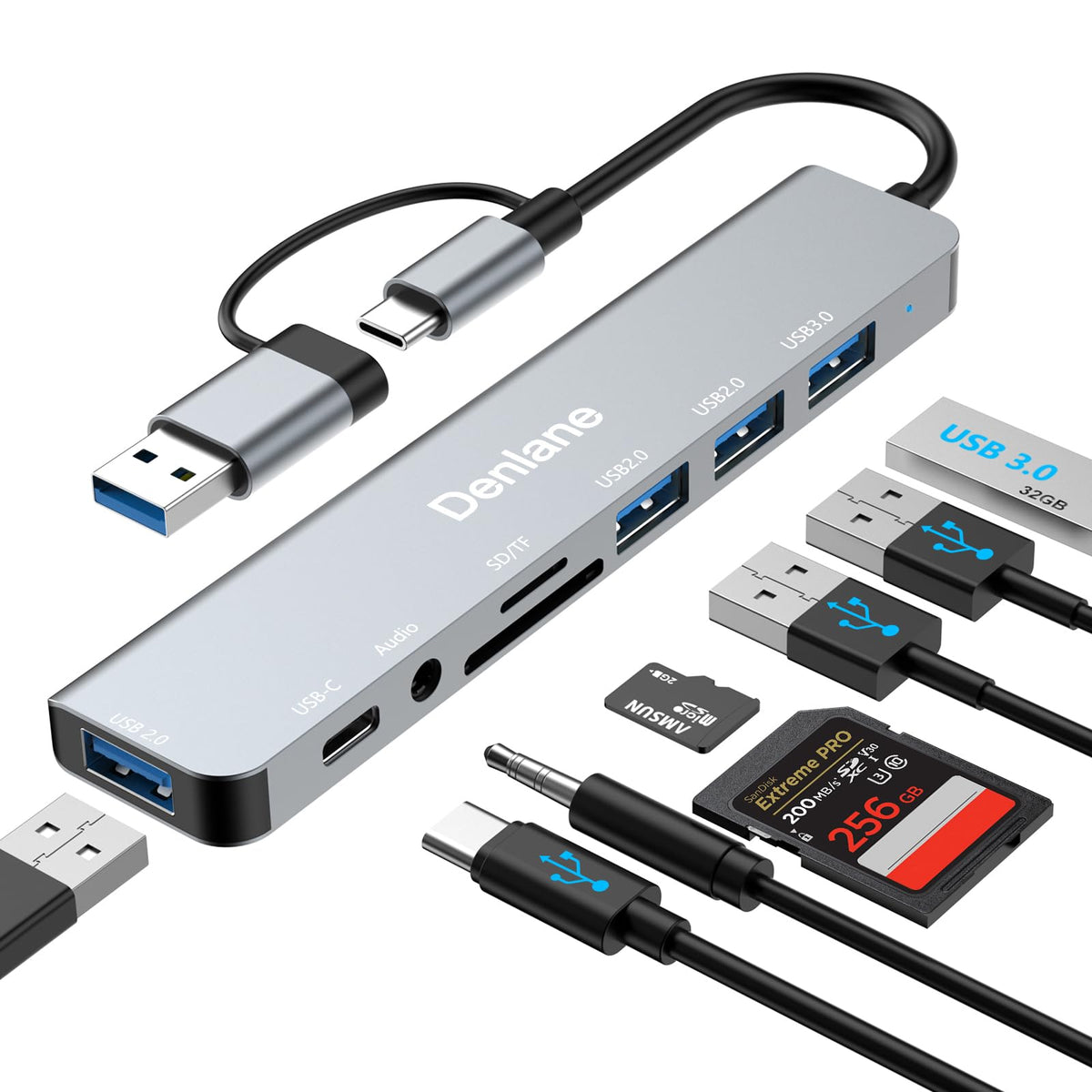 USB C Hub USB Hub 3.0 for Laptop, Upgrade 8 in 2 USB | Computer Access - Image 1