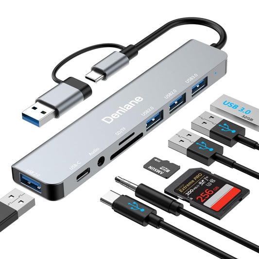 USB C Hub USB Hub 3.0 for Laptop, Upgrade 8 in 2 USB | Computer Access - Image 1