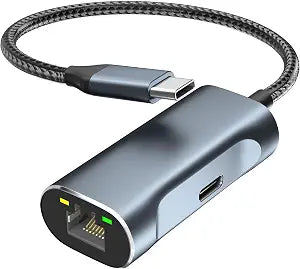USB C to Ethernet Adapter with 100W Charging Port, 1Gbps Ethernet to USB C Adapter for Chromecast with Google TV, Type-C Gigabit Ethernet LAN Network Connector with Power Delivery