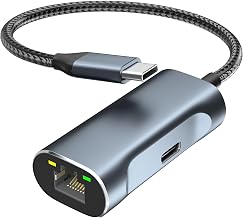 USB C to Ethernet Adapter with 100W Charging Port, 1Gbps Ethernet to USB C Adapter for Chromecast with Google TV, Type-C Gigabit Ethernet LAN Network Connector with Power Delivery - Image 1