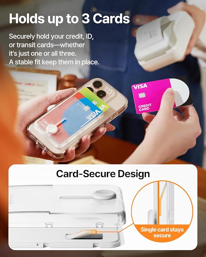 Sinjimoru for MagSafe Pop-Up Wallet, Quick Access Magnetic Card Holder with 3000G Strong Magnet and Anti-Slip Silicone Backing, Compatible with iPhone 12 to 16 Series. M-Button Up Wallet