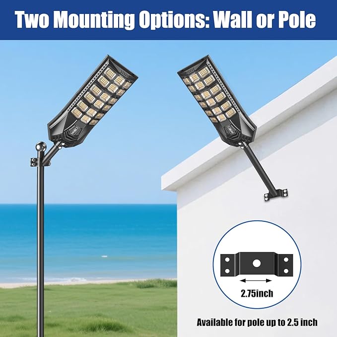 Solar Street Lights Outdoor Waterproof IP65, 3000K/4500K/6500K Solar Floodlight Dusk to Dawn with Motion Sensor and Remote, Solars Security Lights for Outside Yard, Garden (4 Pack)