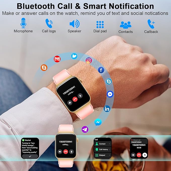 Smart Watch for Women Men(Answer/Make Call), Smartwatch Sports Fitness Tracker with Heart Rate Sleep Monitor Pedometer, IP68 Waterproof Fitness Watch for Android iOS