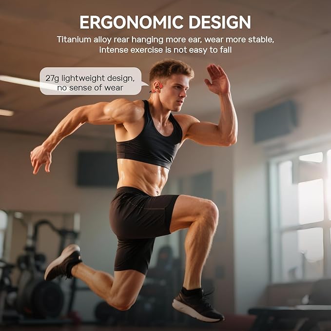 Bone Conduction Headphones, IP68 Waterproof Swimming Headphones with MP3 Mode 32GB Memory, Bluetooth 5.4, Open-Ear Design, Secure Fit for Running, Fitness and Cycling