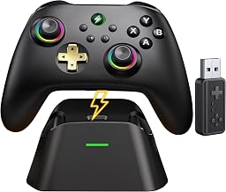 Wireless PC Controller with Charging Dock, Hall Effect Joysticks No Drift, 1000Hz Polling Rate Gamepad for Windows PC/Switch/Android/iOS, Programmable Back Buttons, RGB Light - Image 1