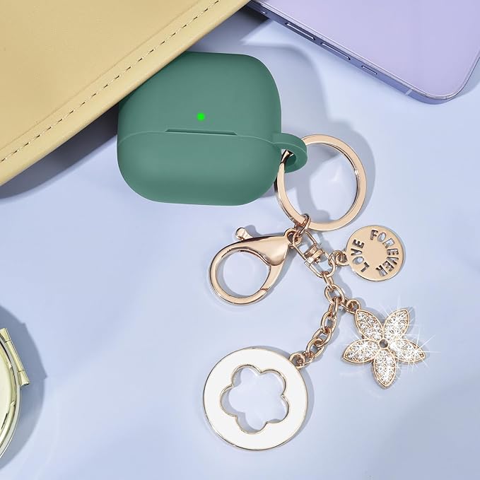 Case Compatible for Apple Airpods 4 - VISOOM Airpods 4 Cases 2024 Cover Women Cute Silicone iPods 4 Earbuds Wireless Accessories Charging Cases Girl Bling Keychain for Airpod iPods 4th Generation