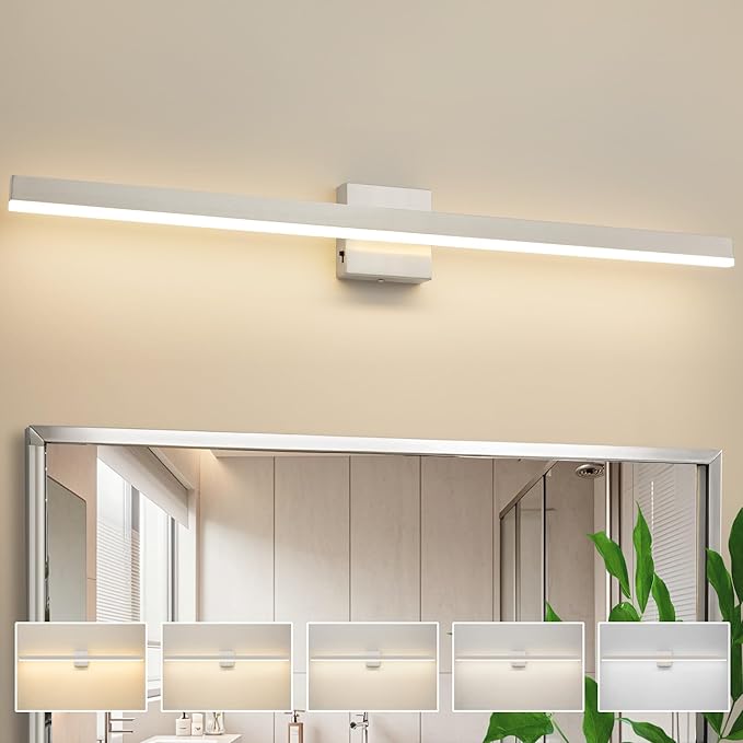 Nickel Bathroom Vanity Light 39.4 inch, 24W Dimmable 5CCT LED Bathroom Light Fixture Over Mirror Restroom-ETL Certificated