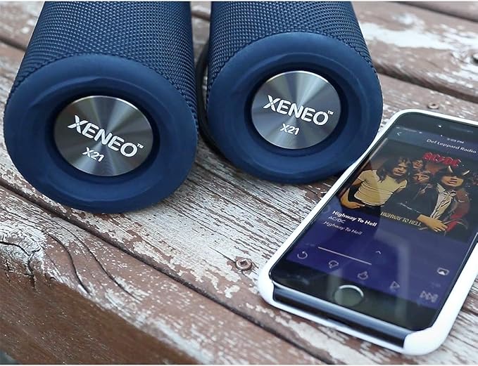 X21 Dual Portable Bluetooth Wireless Speakers Waterproof for Booming Stereo with FM Radio, Micro SD Card, IPX6, 30W for Outdoor, Home, Office, Party and Travel (Pack 2 Blue)…