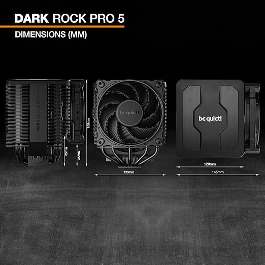 be quiet! Dark Rock Pro 5 Quiet Cooling CPU Cooler | Immensely High Airflow | 7 high-Performance Copper Heat Pipes | Speed Switch | Thermal Grease | BK036