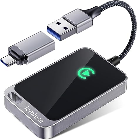 Jemluse Wireless CarPlay Adapter for Apple iPhone - Multi-User Seamless Connection for Convert Wired to Wireless Car Play Adapter - No Latency from iOS 10+ to Screen w/USB C(Lunar Silver)