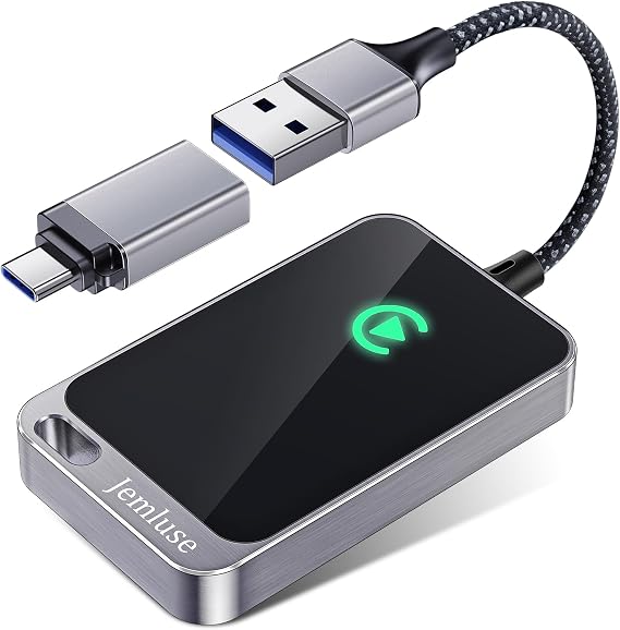 Jemluse Wireless CarPlay Adapter for Apple iPhone - Multi-User Seamless Connection for Convert Wired to Wireless Car Play Adapter - No Latency from iOS 10+ to Screen w/USB C(Lunar Silver)