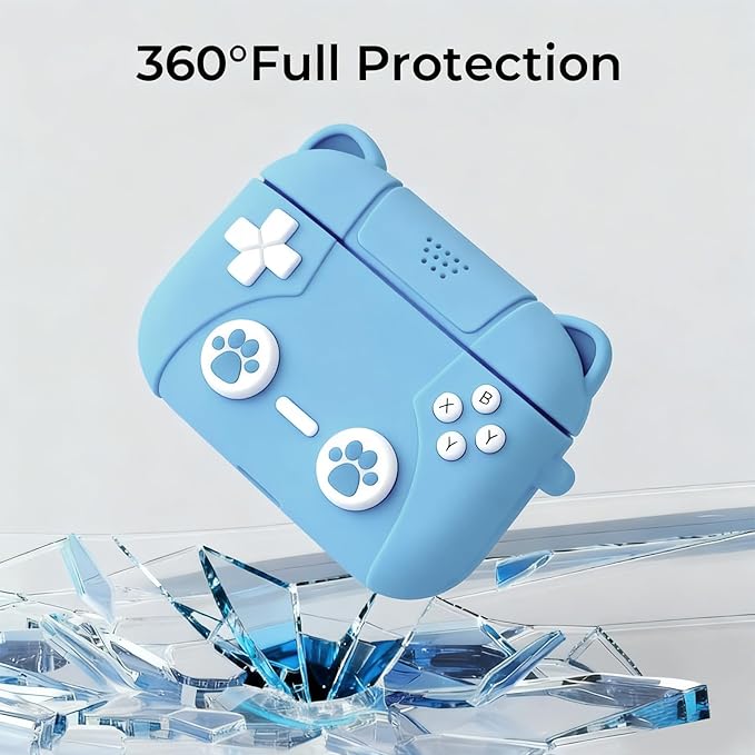 for Airpods Pro 3 Case 2025,Cute 3D Game Console Design for Air pod Pro 3 Cover with Keychain Shockproof Protective Soft Silicone Case for Airpods Pro 3 Gen for Women Girls (Blue Cat)