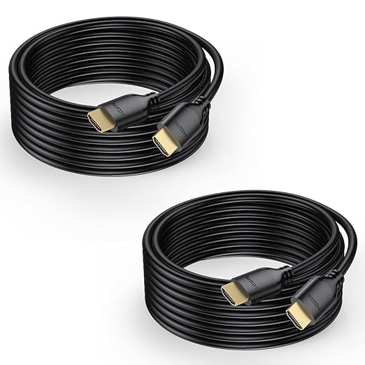 Long HDMI Cable 25 FT 2-Pack, 4K HDMI Cable 25 Feet High Speed HDMI Cord 2.0 4K@60Hz, 2K 1440P@144Hz, 1080P, HDCP 2.2, HDR, 3D, ARC & Ethernet for HDTV, Laptop, Monitor, PS5, PS4, Xbox