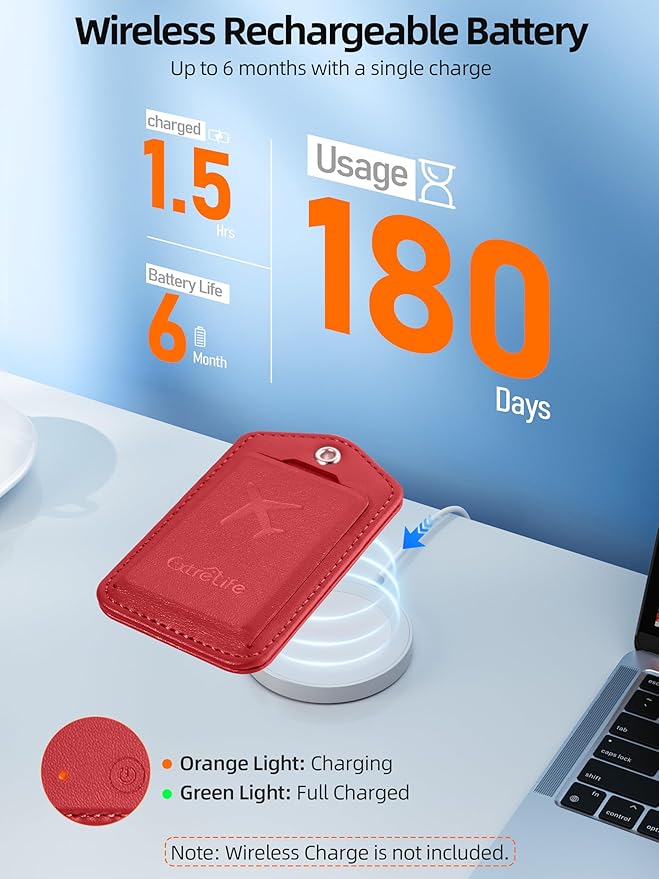 Luggage Tags, Works with Apple Find My, Leather Luggage Tag for Suitcases, Travel Tags, Bag Tag, Suitcase Tag with Privacy Flap, Anti-Lost Smart Luggage Tracker, Travel Essentials, Red