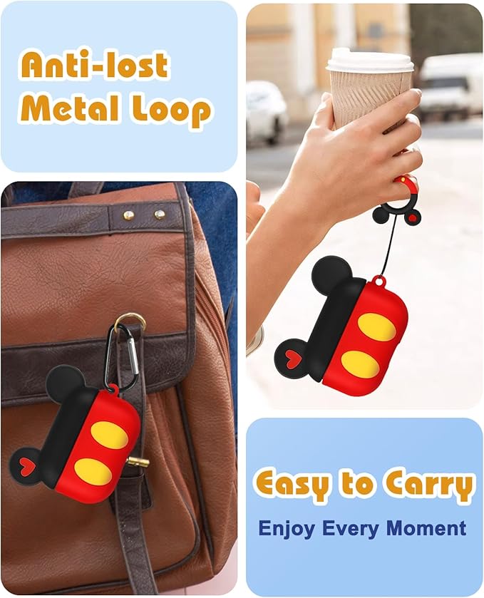 Boaretiu for AirPods Pro/Pro 2nd Generation Case - Cute Kawaii Red Heart with Keychain for AirPods Pro & Pro 2 Case Cover Funny 3D Soft Silicone Fun Cool for Girls Women Teens Boys