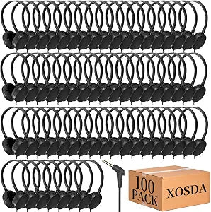 Kids Headphones Bulk 100 Pack for Classroom School Students,Wholesale Durable Wired Headphones with 3.5mm Jack for Children Teens Gift and Adults
