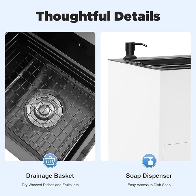 30-Inch Laundry Sink Cabinet with Stainless Steel Sink and Pull-Out Sprayer Faucet, Freestanding Deep Utility Sink with Cabinet Utility Tub for Bathroom Laundry Room Kitchen (White)