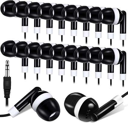 Konohan 100 Pcs Wired Earbuds Bulk for Classroom 3.5mm Jack,Black