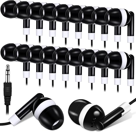 Konohan 100 Pcs Wired Earbuds Bulk for Classroom 3.5mm Jack,Black