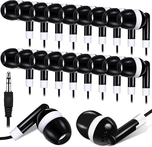 Konohan 100 Pcs Wired Earbuds Bulk for Classroom 3.5mm Jack,Black