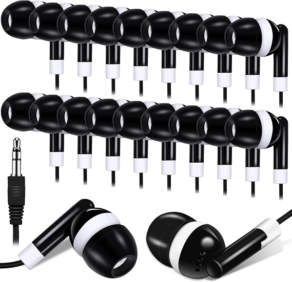 Konohan 100 Pcs Wired Earbuds Bulk for Classroom 3.5mm Jack,Black
