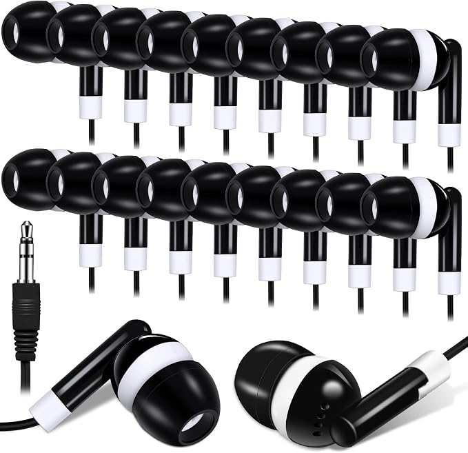 Konohan 100 Pcs Wired Earbuds Bulk for Classroom 3.5mm Jack,Black